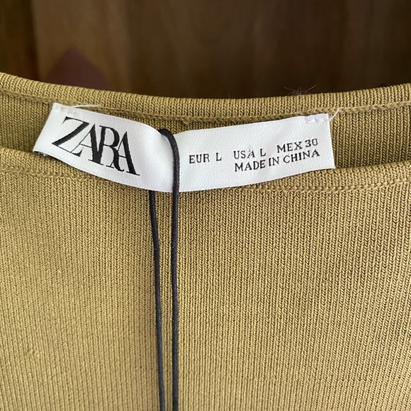 NWT Zara Bandage Puffy Sleeved Dress Olive Green Size Large - Picture 9 of 13